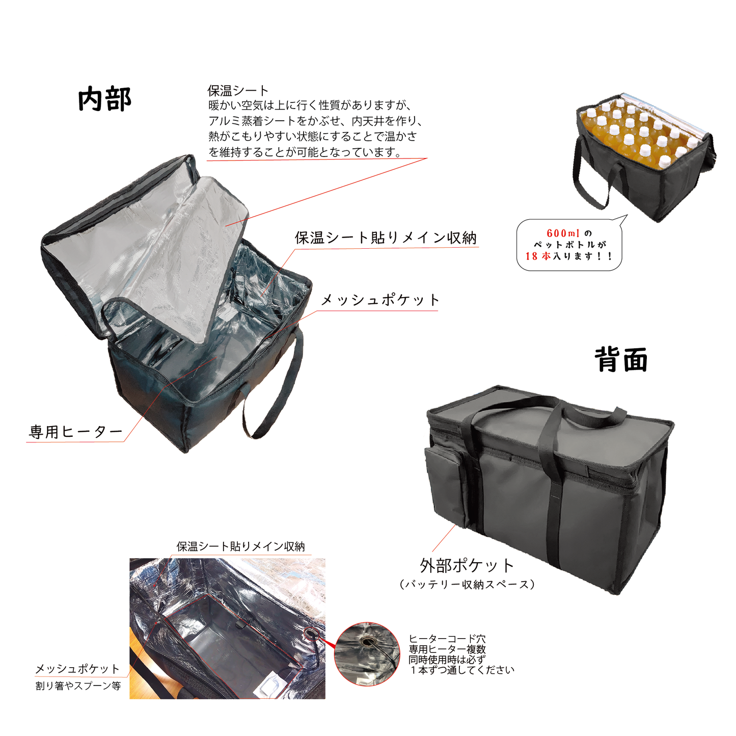 加熱ヒーター付き保温バッグ【コンプリートセット】
