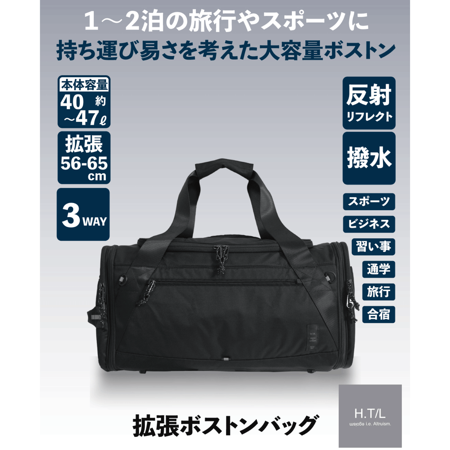 拡張ボストンバッグ